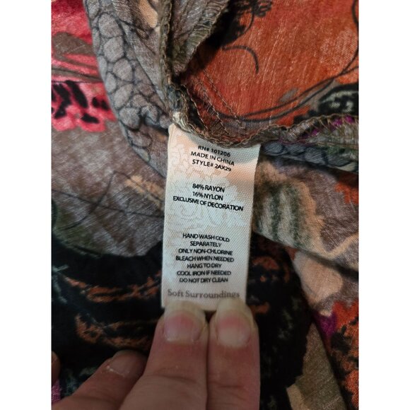 Soft Surroundings Floral Open Front Cardigan Jacket L Multicolor Rayon Blend - Picture 4 of 4